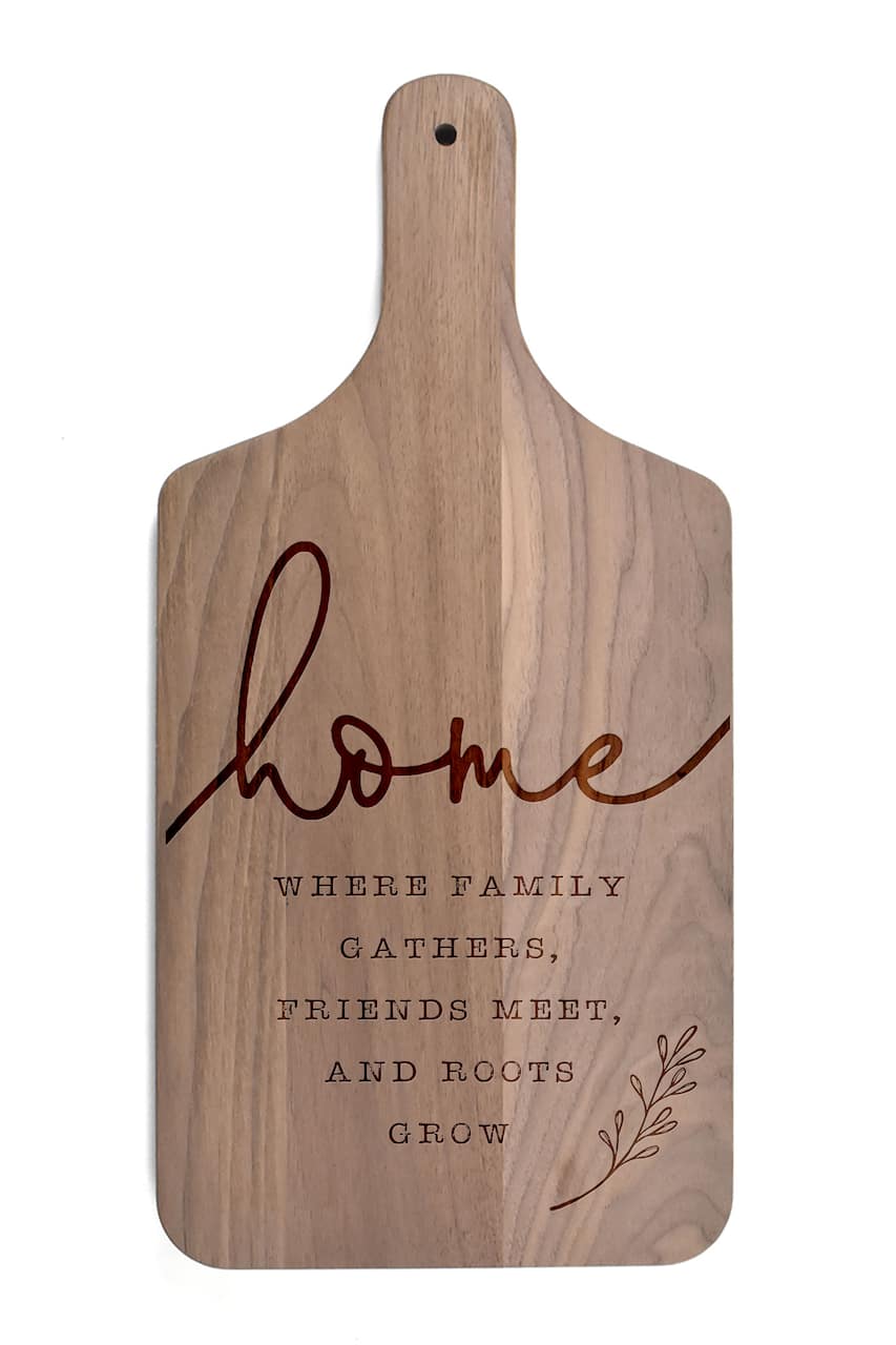 Home Where Roots Grow 8" x 17" Walnut Paddle Cutting Board